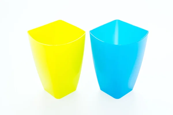 Colorful plastic glass isolated on white background — Stock Photo, Image