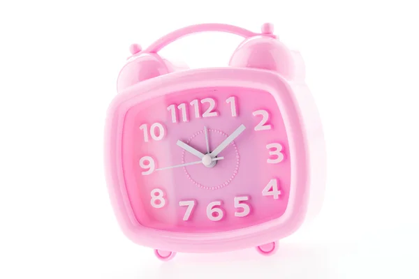 Pink clock isolated on white background — Stock Photo, Image