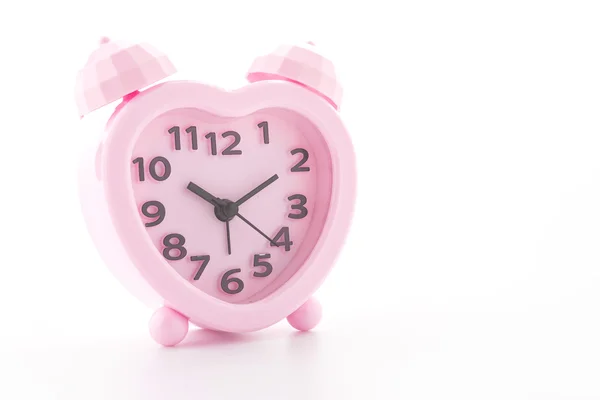 Pink alarm clock isolated on white background — Stock Photo, Image