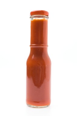 Sosu şişe üzerinde beyaz izole