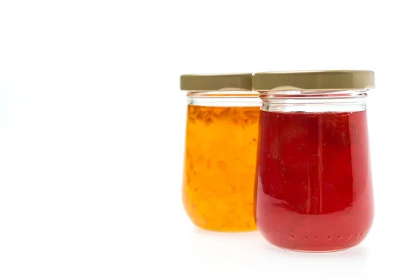 Jam pot geïsoleerd op witte achtergrond — Stockfoto