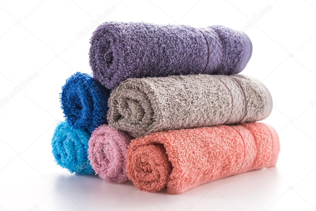 Rolled up fluffy towels