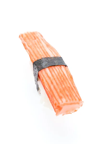 Palito de caranguejo de sushi isolado em branco — Fotografia de Stock