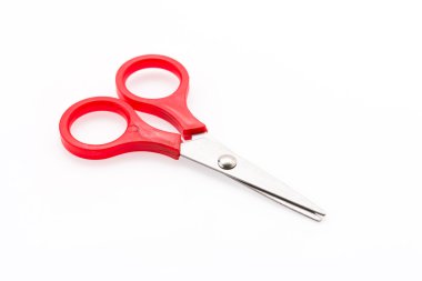 Beyaz üzerine kırmızı makas