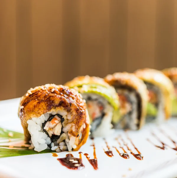 Úhoř říční ryby sushi rolka — Stock fotografie