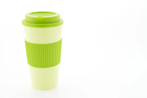 Zöld műanyag kávé bögre — Stock Fotó