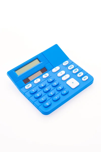 Blauwe calculator op wit — Stockfoto