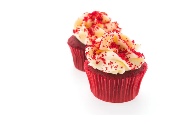 Cupcakes en velours rouge isolé sur blanc — Photo