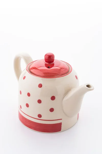 Polka dot theepot geïsoleerd op witte achtergrond — Stockfoto