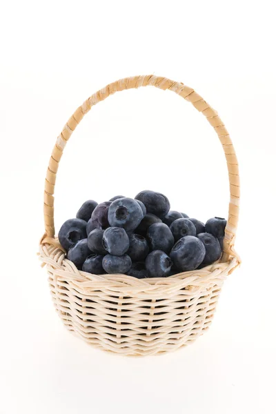 Blueberry basket isolated on white — Stock Photo, Image