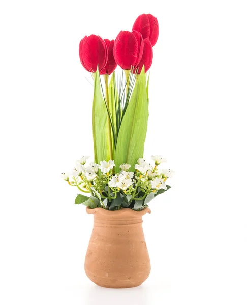 Vaso fiore isolato su sfondo bianco — Foto Stock