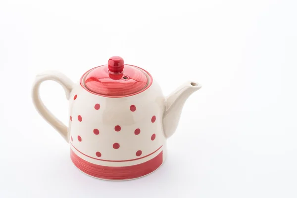 Polka dot tea pot isolated on white background — Stock Photo, Image