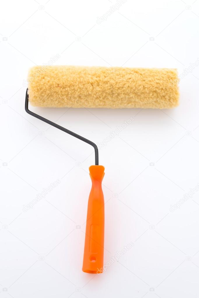 Paint roller brush isolated on white background