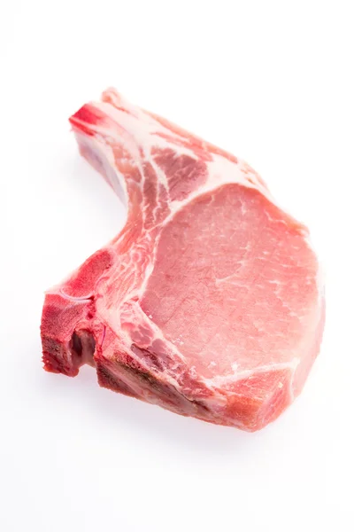 Carne de cerdo cruda aislada en blanco — Foto de Stock