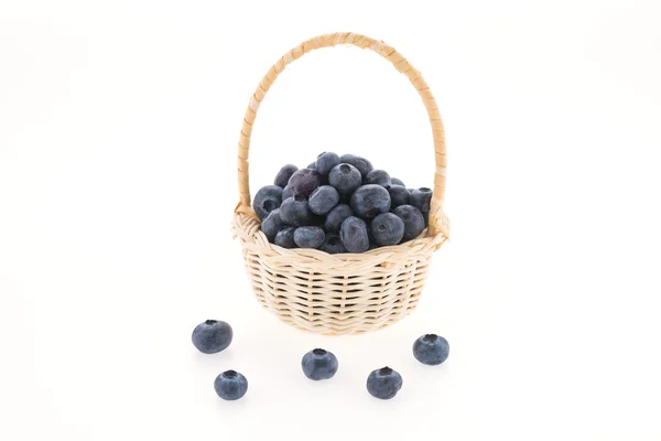 Blueberry basket isolated on white — Stock Photo, Image