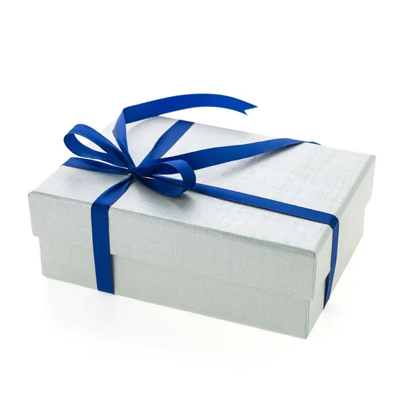 Silver gift box — Stock Photo, Image