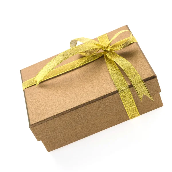 Christmas gold gift box — Stock Photo, Image