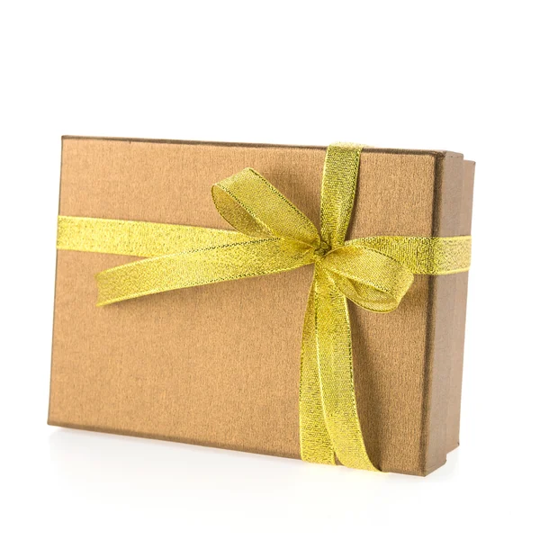 Christmas gold gift box — Stock Photo, Image