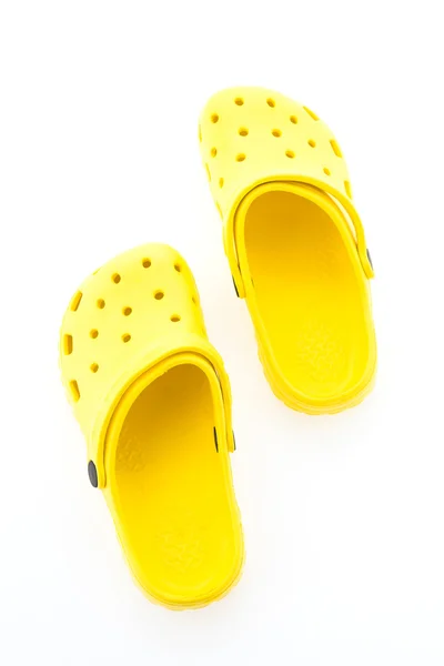 Yellow plastic sandals — Stock Photo, Image