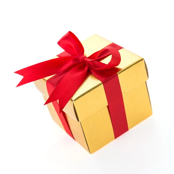 圣诞黄金礼品盒 — 图库照片