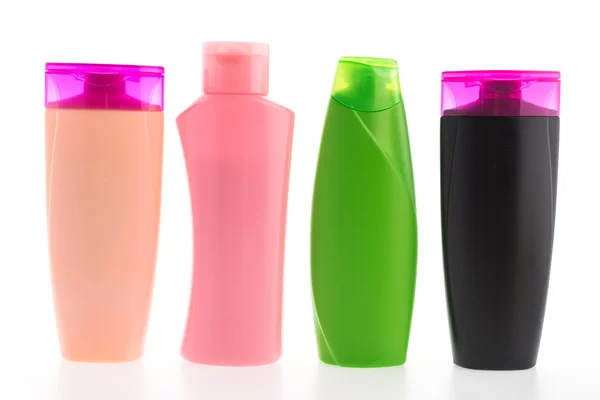 Plastic shampoo bottles — Stock Photo, Image