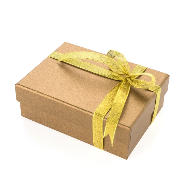 Christmas gold gift box Royalty Free Stock Photos