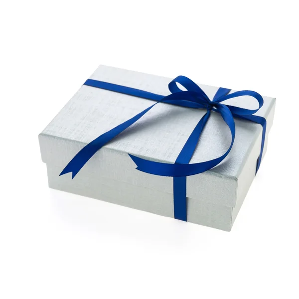 Silver gift box — Stock Photo, Image