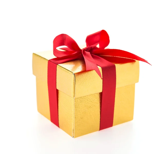 Christmas gold gift box — Stock Photo, Image