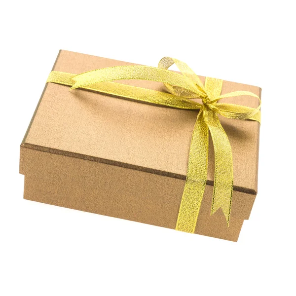 Caja de regalo de oro de Navidad — Foto de Stock