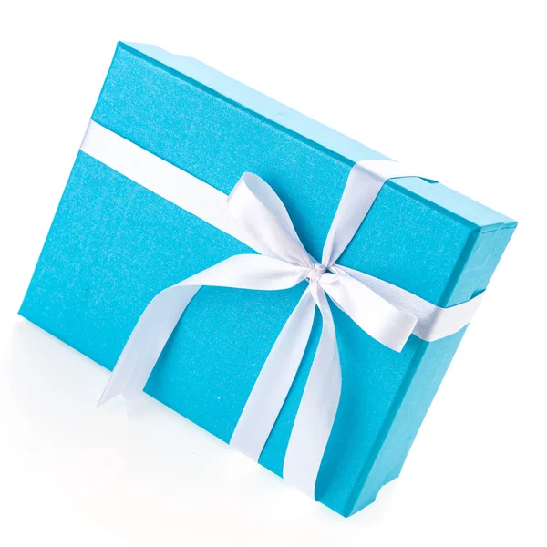 Modrá dárková krabice — Stock fotografie