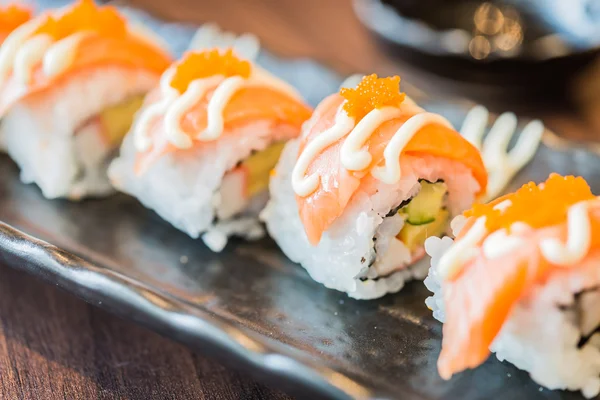 Salmon sushi roll maki — Stock Photo, Image