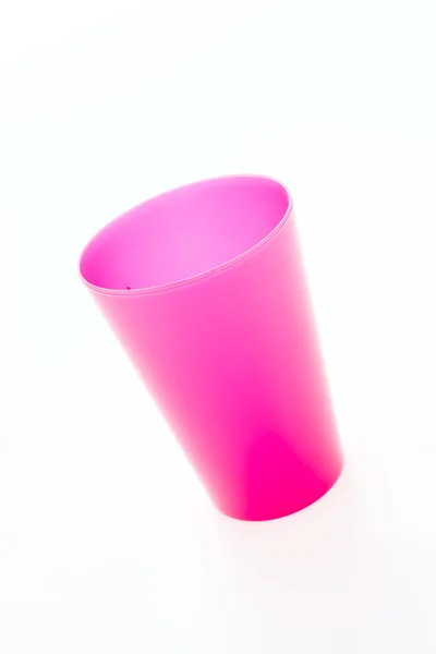 Tazza di plastica rosa — Foto Stock