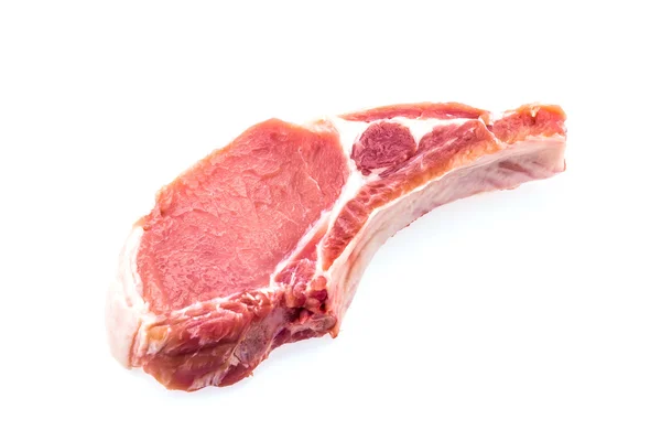 Carne di maiale cruda isolata su bianco — Foto Stock