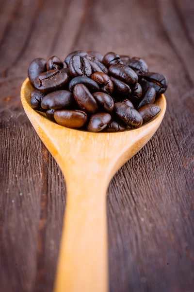 Grãos de café na colher — Fotografia de Stock