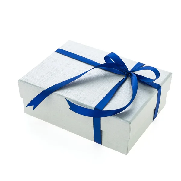 Silberne Geschenkbox — Stockfoto