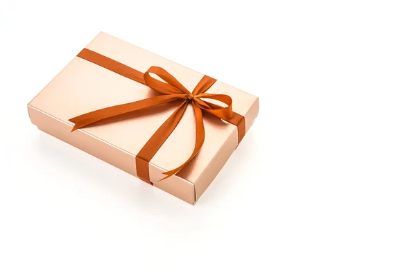 Різдвяна золота подарункова коробка — стокове фото