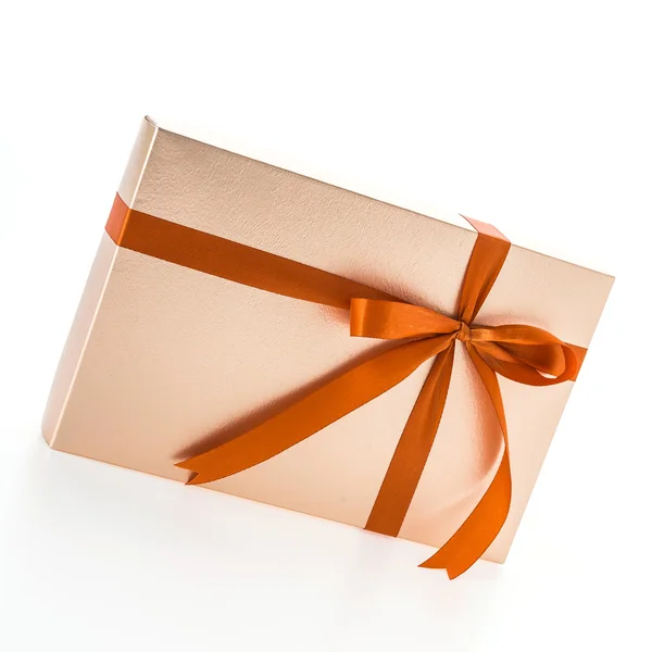 Christmas gold gift box — Stock Photo, Image