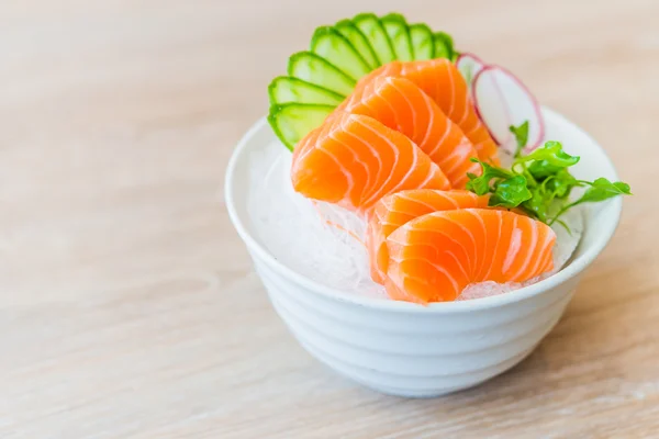 Salmon sashimi in white bowl — Stock Photo, Image