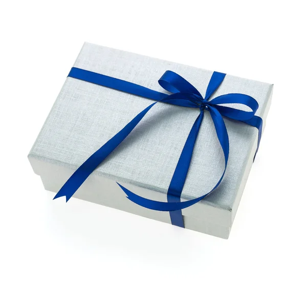 Silver gift box — Stock Photo, Image