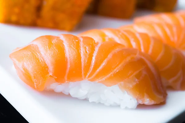 Salmon sushi rolls — Stock Photo, Image