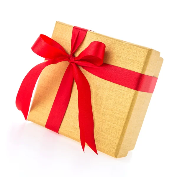 Christmas gold gift box — Stock Photo, Image