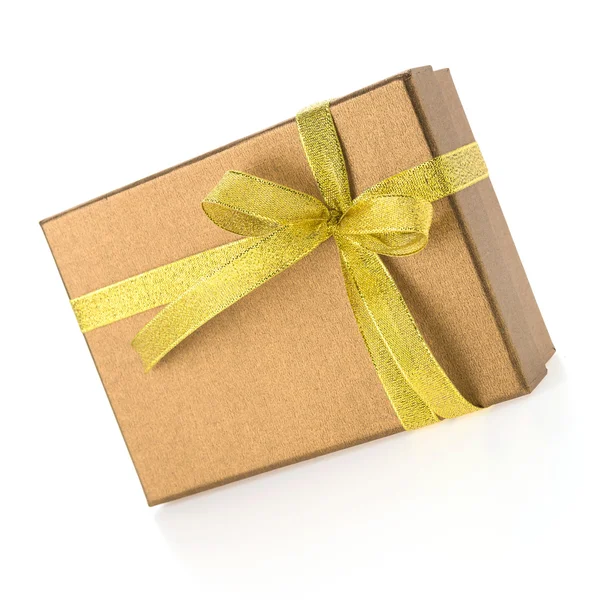 Christmas gold gift box Stock Image