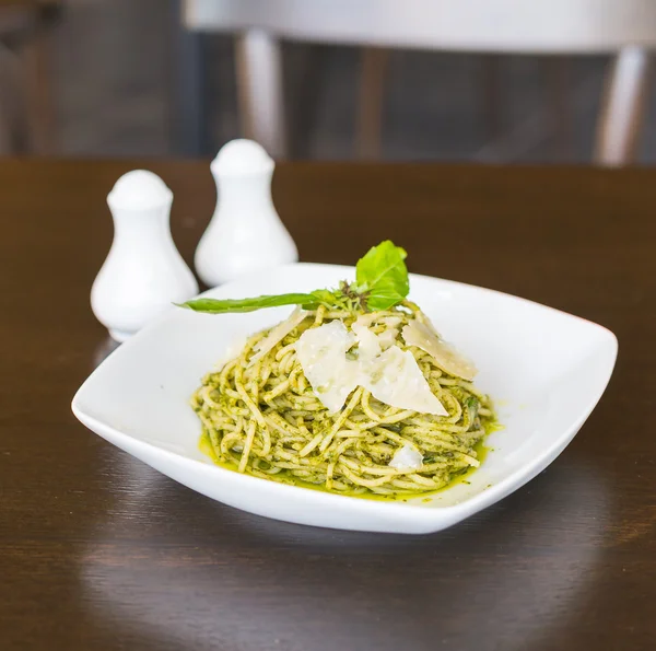 Pesto pasta cheese — Stock Photo, Image