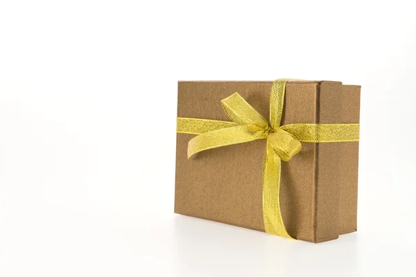 Christmas gold gift box Royalty Free Stock Photos