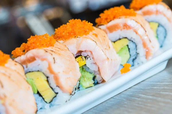 Salmon sushi rolls — Stock Photo, Image