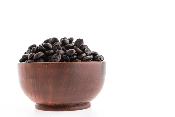 Coffee beans in wooden bowl — Stock Photo, Image