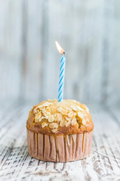 Aniversário muffin Banana — Fotografia de Stock