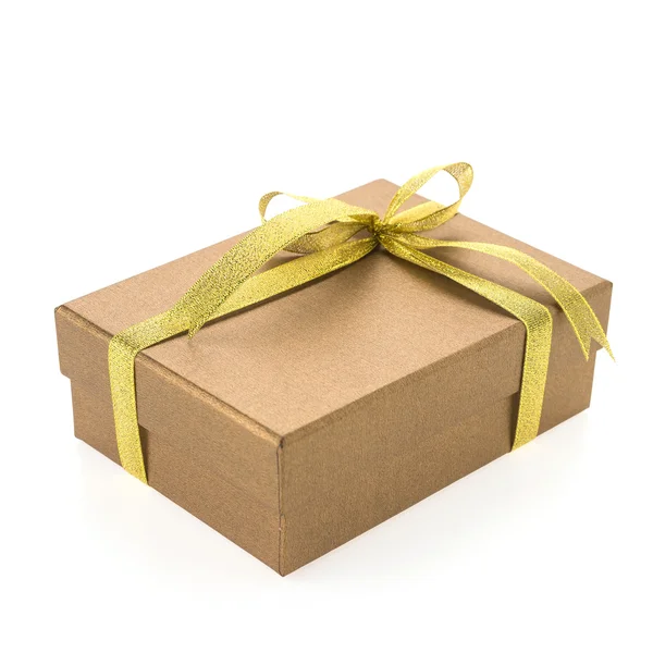 Christmas gold gift box Royalty Free Stock Images