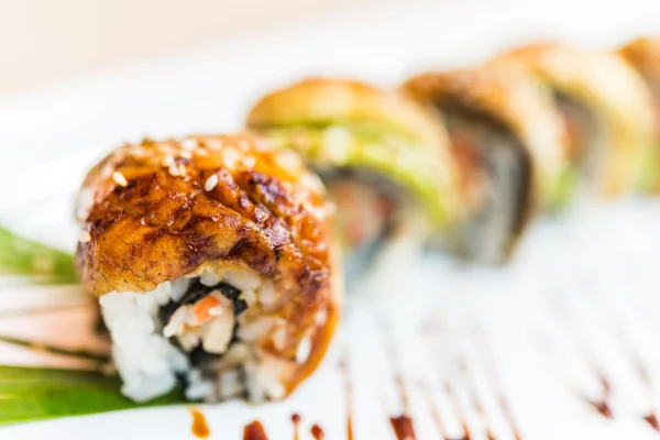 Eel fish sushi rolls — Stock Photo, Image