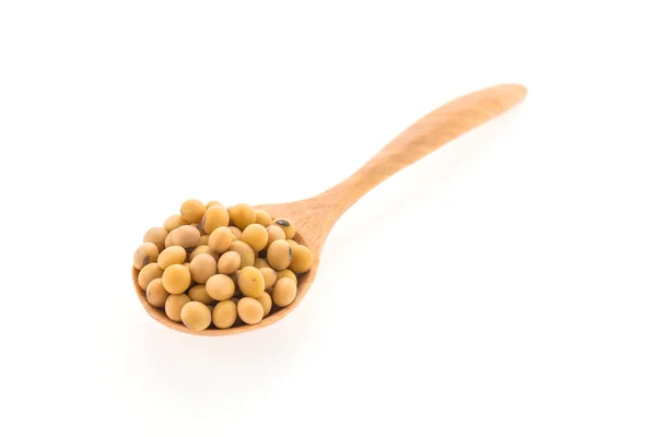 Soybean on spoon — Stock fotografie